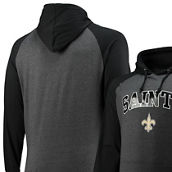 Fanatics Branded Men's Black/Heathered Charcoal New Orleans Saints Big & Tall Lightweight Raglan Pullover Hoodie