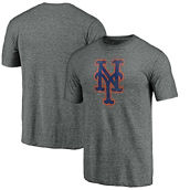 Fanatics Branded Men's Heathered Gray New York Mets Weathered Official Logo Tri-Blend T-Shirt