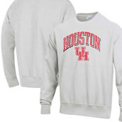 Champion Men's Gray Houston Cougars Arch Over Logo Reverse Weave Pullover Sweatshirt