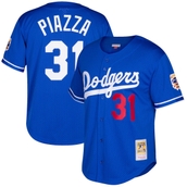 Mitchell & Ness Men's Mike Piazza Royal Los Angeles Dodgers Cooperstown Collection Mesh Batting Practice Button-Up Jersey