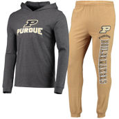 Men's Concepts Sport Heathered Gold/Heathered Charcoal Purdue Boilermakers Meter Long Sleeve Hoodie T-Shirt & Jogger Pants Set