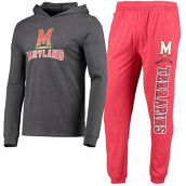 Men's Concepts Sport Heathered Red/Heathered Charcoal Maryland Terrapins Meter Long Sleeve Hoodie T-Shirt & Jogger Pants Set