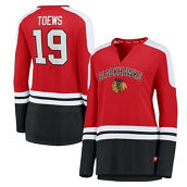 Fanatics Branded Women's Jonathan Toews Red/Black Chicago Blackhawks Power Player Long Sleeve Notch Neck T-Shirt