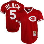 Mitchell & Ness Men's Johnny Bench Red Cincinnati Reds 1983 Authentic Cooperstown Collection Mesh Batting Practice Jersey
