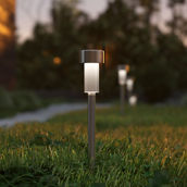 Flash Furniture Set of 12 Stainless Steel Outdoor LED Solar Lights