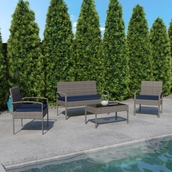 Flash Furniture Aransas Series 4 Piece Patio Set with Steel Frame and Cushions