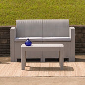 Flash Furniture Seneca Faux Rattan Loveseat with All-Weather Cushions