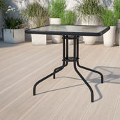 Flash Furniture Barker 31.5'' Square Tempered Glass Metal Table