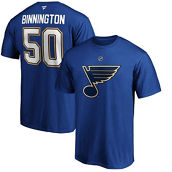 Fanatics Branded Men's Jordan Binnington Blue St. Louis Blues Team Authentic Stack Name & Number T-Shirt