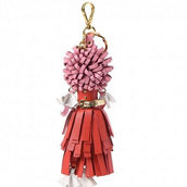 Prada Trick Pelle Lacca Wendy Red Pink Leather Keychain 1TL170