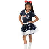 Jerry Leigh Girls Youth New England Patriots Tutu Tailgate Game Day V-Neck Costume