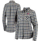 Antigua Women's Navy/Gray St. Louis City SC Ease Flannel Long Sleeve Button-Up Shirt