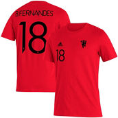 adidas Men's Bruno Fernandes Red Manchester United Name & Number Amplifier T-Shirt