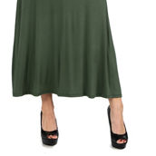 24seven Comfort Apparel Womens Elastic Waist Solid Color Maxi Skirt