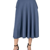 24seven Comfort Apparel Elastic Waist Pleated Pocket Midi Skirt