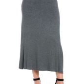 24seven Comfort Apparel Womens Comfortable Fit Elastic Waist Plus Size Maxi Skirt