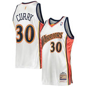 Mitchell & Ness Men's Stephen Curry White Golden State Warriors 2009-10 Hardwood Classics Authentic Player Jersey