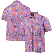 Wes & Willy Men's Purple Clemson Tigers Vintage Floral Button-Up Shirt