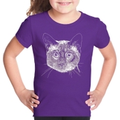 LA Pop Art Girl's Word Art T-shirt - Siamese Cat