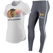 Concepts Sport Women's White/Charcoal Chicago Blackhawks Sonata T-Shirt & Leggings Set