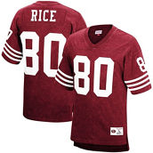 Mitchell & Ness Men's Jerry Rice Scarlet San Francisco 49ers Retired Player Name & Number Acid Wash Top