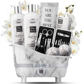 Lovery Spa Gifts - Bath & Body Gift Set - White Orchid Self Care Gift Basket in Tub