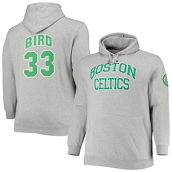 Mitchell & Ness Men's Larry Bird Heathered Gray Boston Celtics Big & Tall Name & Number Pullover Hoodie