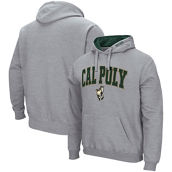 Colosseum Men's Heathered Gray Cal Poly Mustangs Arch and Logo Pullover Hoodie