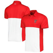 Under Armour Men's Red/White Texas Tech Red Raiders Green Blocked Polo Performance Polo
