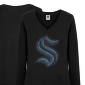 Cuce Women's Black Seattle Kraken Rhinestone V-Neck Pullover Sweatshirt