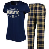 Concepts Sport Women's Navy/Gold Navy Midshipmen Badge T-Shirt & Flannel Pants Sleep Set