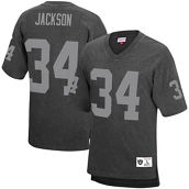 Mitchell & Ness Men's Bo Jackson Black Los Angeles Raiders Retired Player Name & Number Acid Wash Top