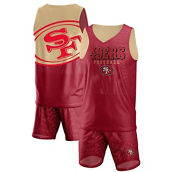 FOCO Men's Scarlet San Francisco 49ers Colorblock Mesh V-Neck & Shorts Set