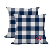 Logo Brands Minnesota Twins 2-Pack Buffalo Check Plaid Outdoor Pillow Set