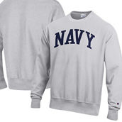 Champion Men's Heathered Gray Navy Midshipmen Arch Reverse Weave Pullover Sweatshirt