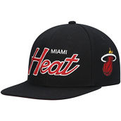 Mitchell & Ness Men's Black Miami Heat Hardwood Classics Script 2.0 Snapback Hat