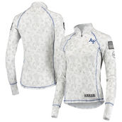 Colosseum Women's White Air Force Falcons OHT Military Appreciation Officer Arctic Camo Fitted Lightweight 1/4-Zip Jacket