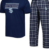Concepts Sport Men's Navy/Gray Seattle Kraken Badge T-Shirt & Pants Sleep Set