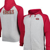 Profile Men's Heather Gray San Francisco 49ers Big & Tall Fleece Raglan Full-Zip Hoodie Jacket