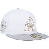 New Era Men's White/Gray Cleveland Browns 75th Anniversary Gold Undervisor 59FIFTY Fitted Hat