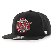 '47 Men's Black Miami Heat High Captain Snapback Hat