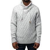 Men's Cable Knit Cowl Neck Sweater