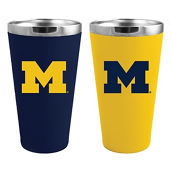 The Memory Company Michigan Wolverines Team Color 2-Pack 16oz. Pint Glass Set