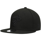 New Era Men's Miami Heat Black On Black 9FIFTY Snapback Hat