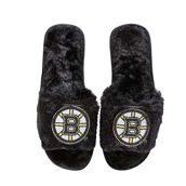 FOCO Women's Black Boston Bruins Rhinestone Fuzzy Slippers