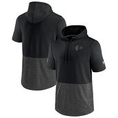 Fanatics Branded Men's Black Chicago Blackhawks Authentic Pro Travel and Training Short Sleeve Pullover Hoodie