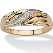 Men's Diamond Accent 10k Yellow Gold Swirled Wedding Band Ring