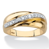 Men's 1/10 TCW Round Diamond Wedding Band in 18k Gold-plated Sterling Silver