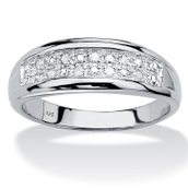 Men's Round Genuine Diamond Wedding Ring 1/8 TCW in Platinum-plated Sterling Silver