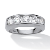 Men's 2.50 TCW Round Cubic Zirconia Ring in Platinum-plated Sterling Silver